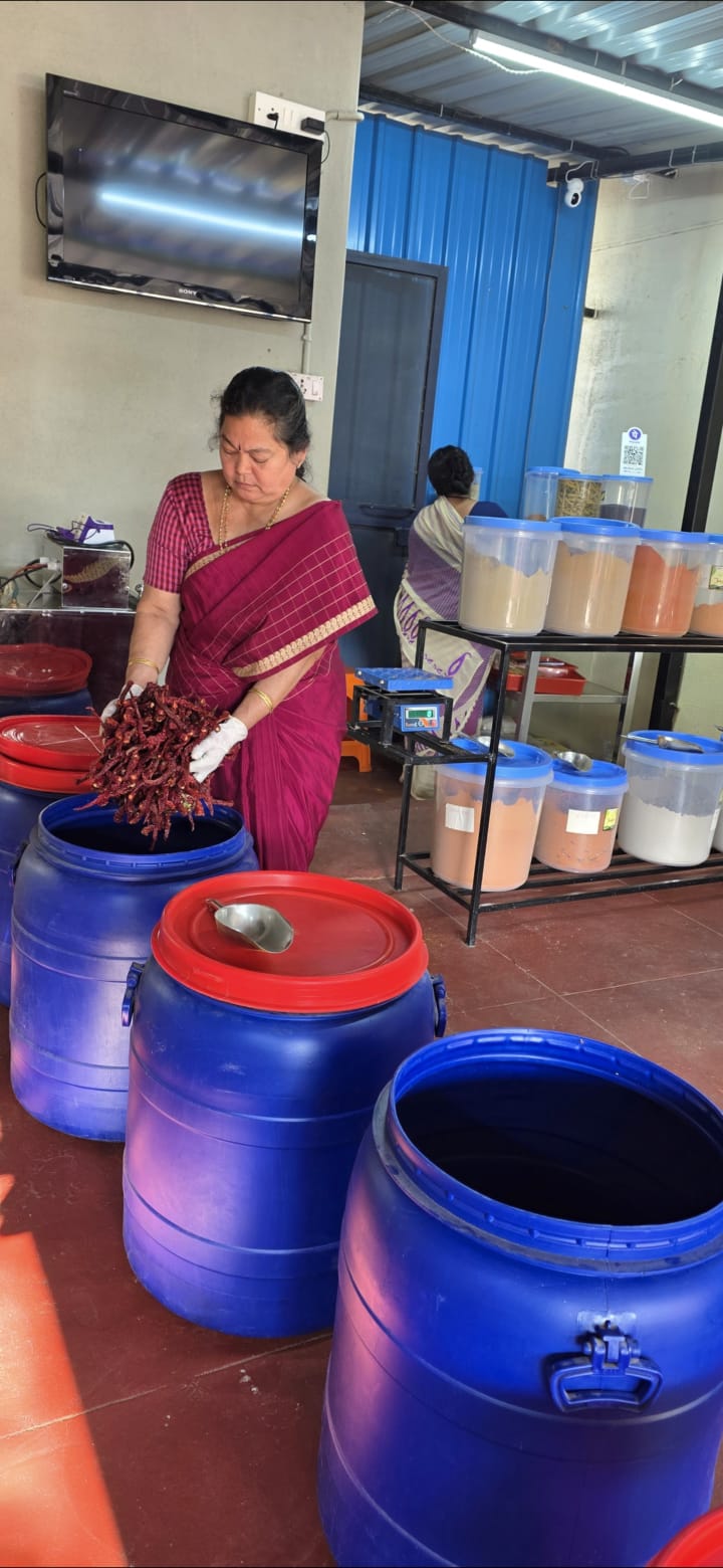 Handcrafted spice blends being labeled